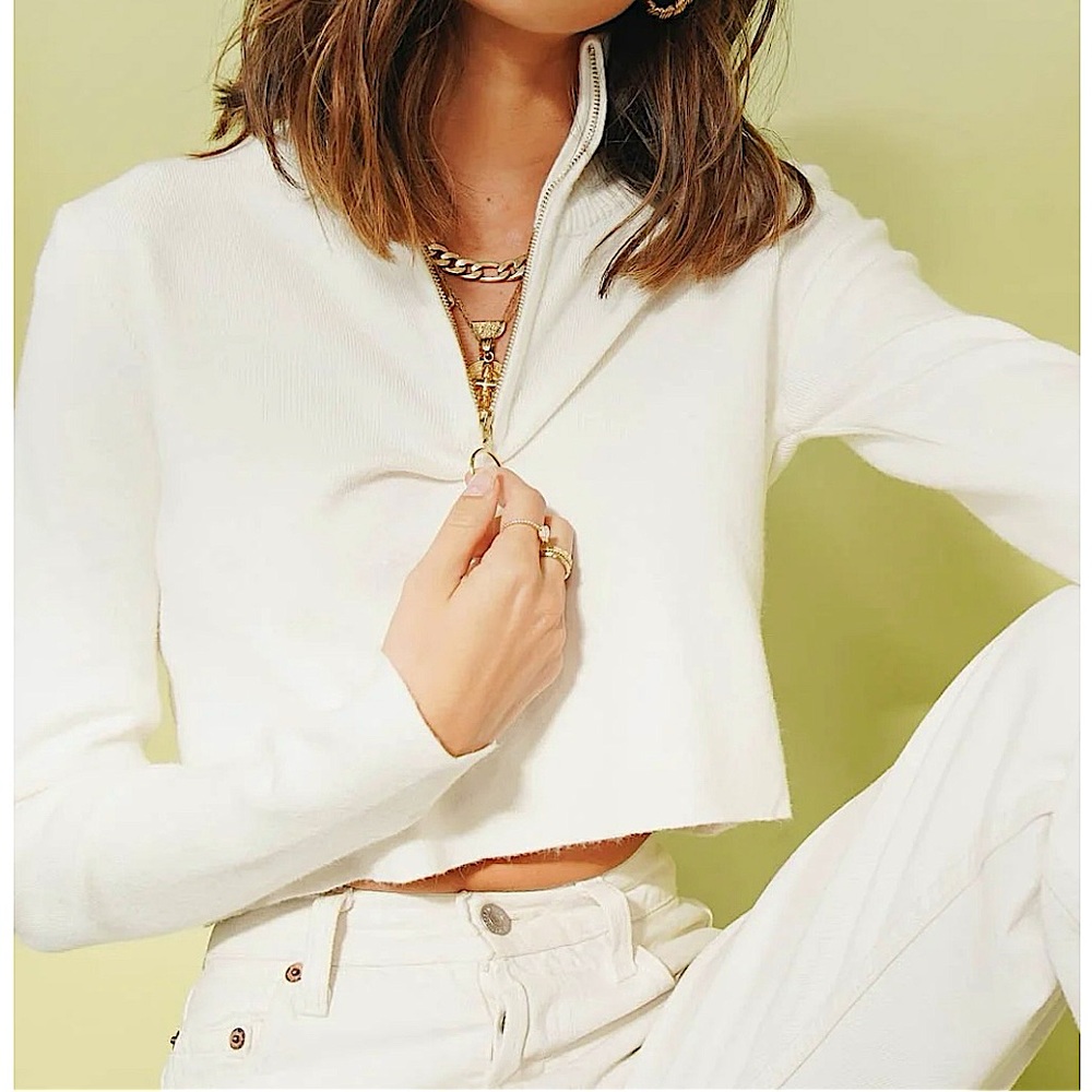 XLE the Label Mattie Crop Sweatshirt 1/2 Zip High Neck Pullover Sweatshirt - Picture 9 of 16